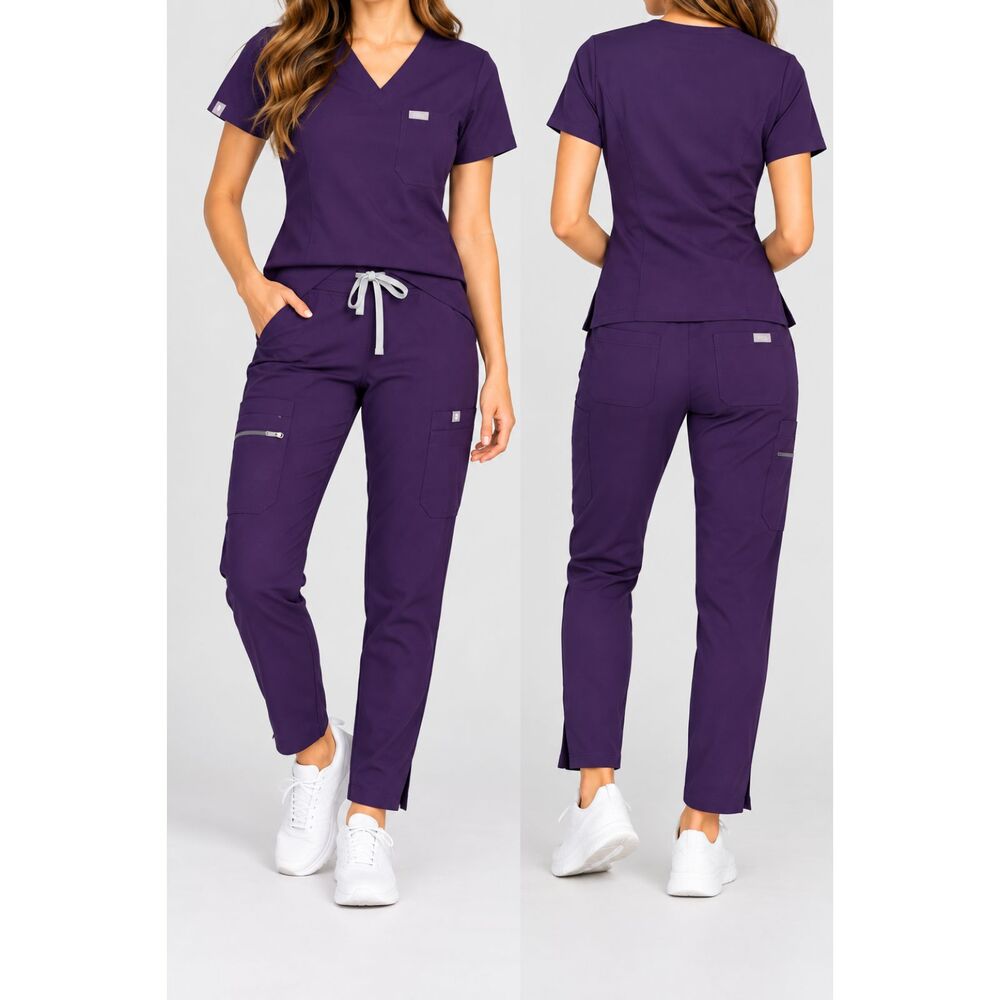 FIGS Purple Scrub Set XXS XXS/P Technical Collection V-Neck Petite